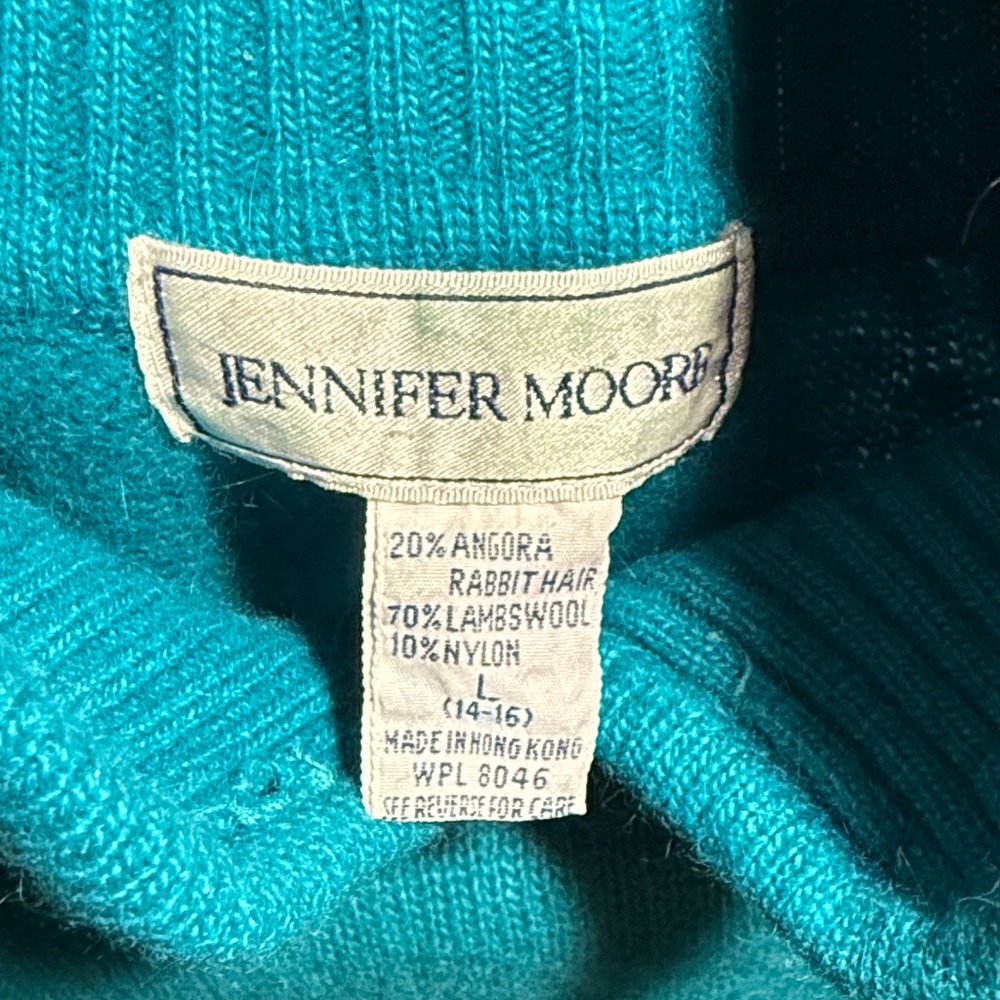 Jennifer Moore Turquoise Angora Blend Knit Pullover